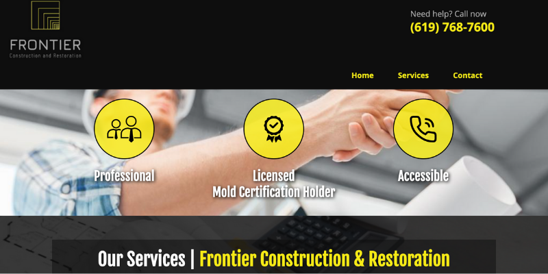 Frontier construction and restoration homepage. 