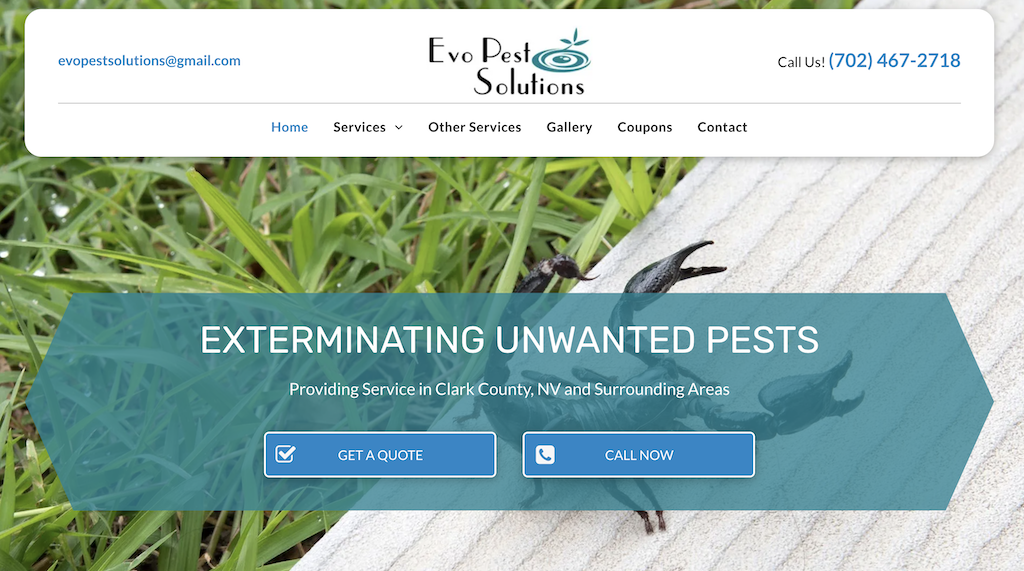 Great Pest Control Website evo pest solutions