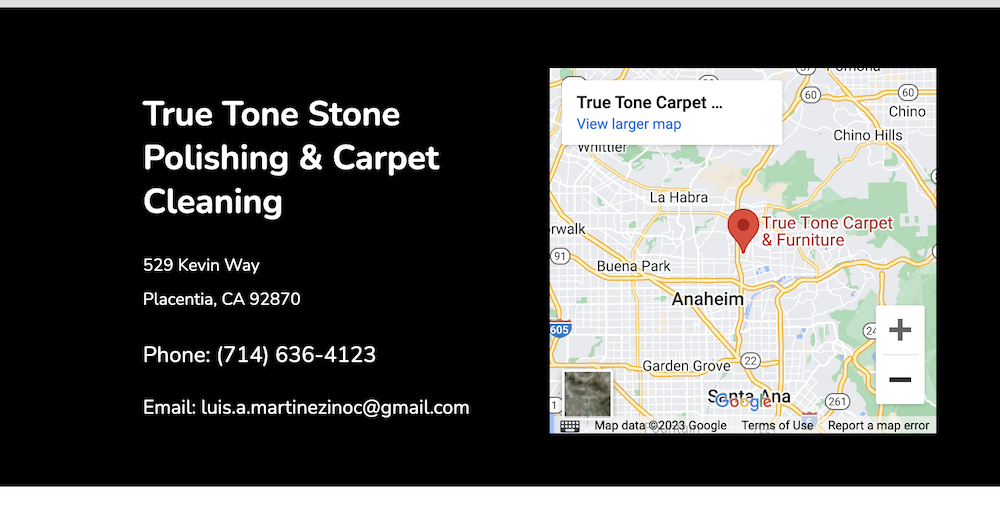 Who Should Embed Google Maps on Their Website? true tone stone polishing and carpet cleaning a gosite customer