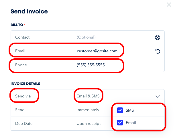 Send Mobile Friendly Invoices Via Both Text and Email