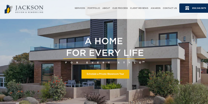 Jackson Design & Remodeling homepage. 