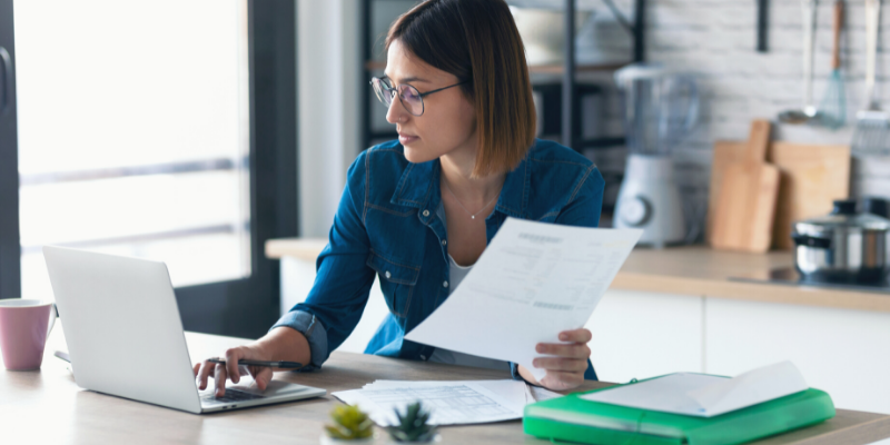 Customer paying an invoice online. 