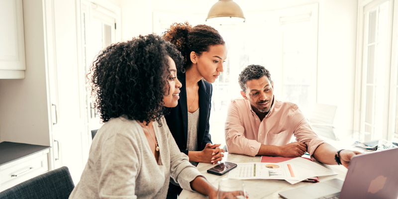 small business owners applying for a loan online.