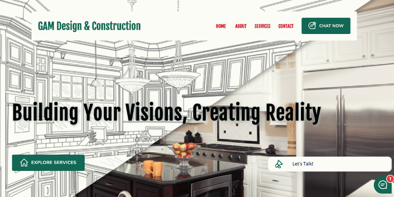 GAM design and construction homepage. 