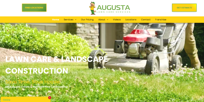 Photo of augusta lawn care website.