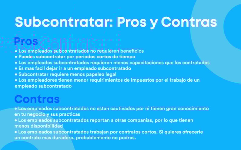Pros y contras de subcontratar un empleado.