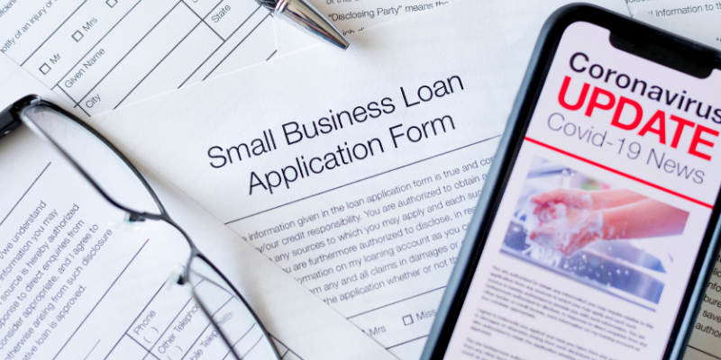 Small business paper loan application. 