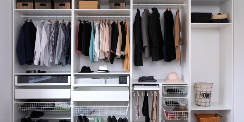An organized closet. 