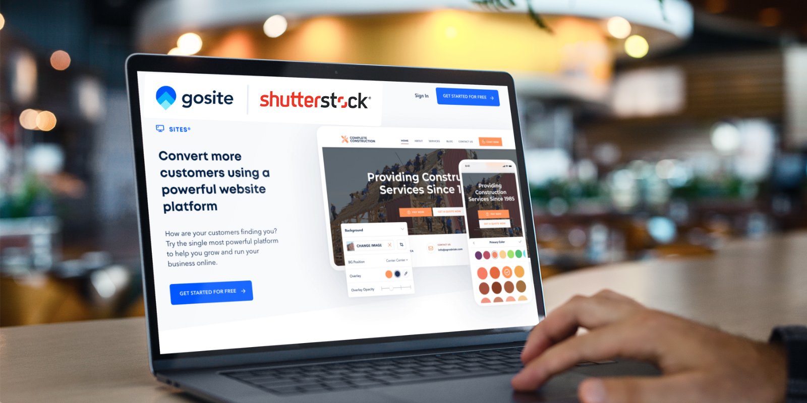 gosite and shutterstock logos on computer screen