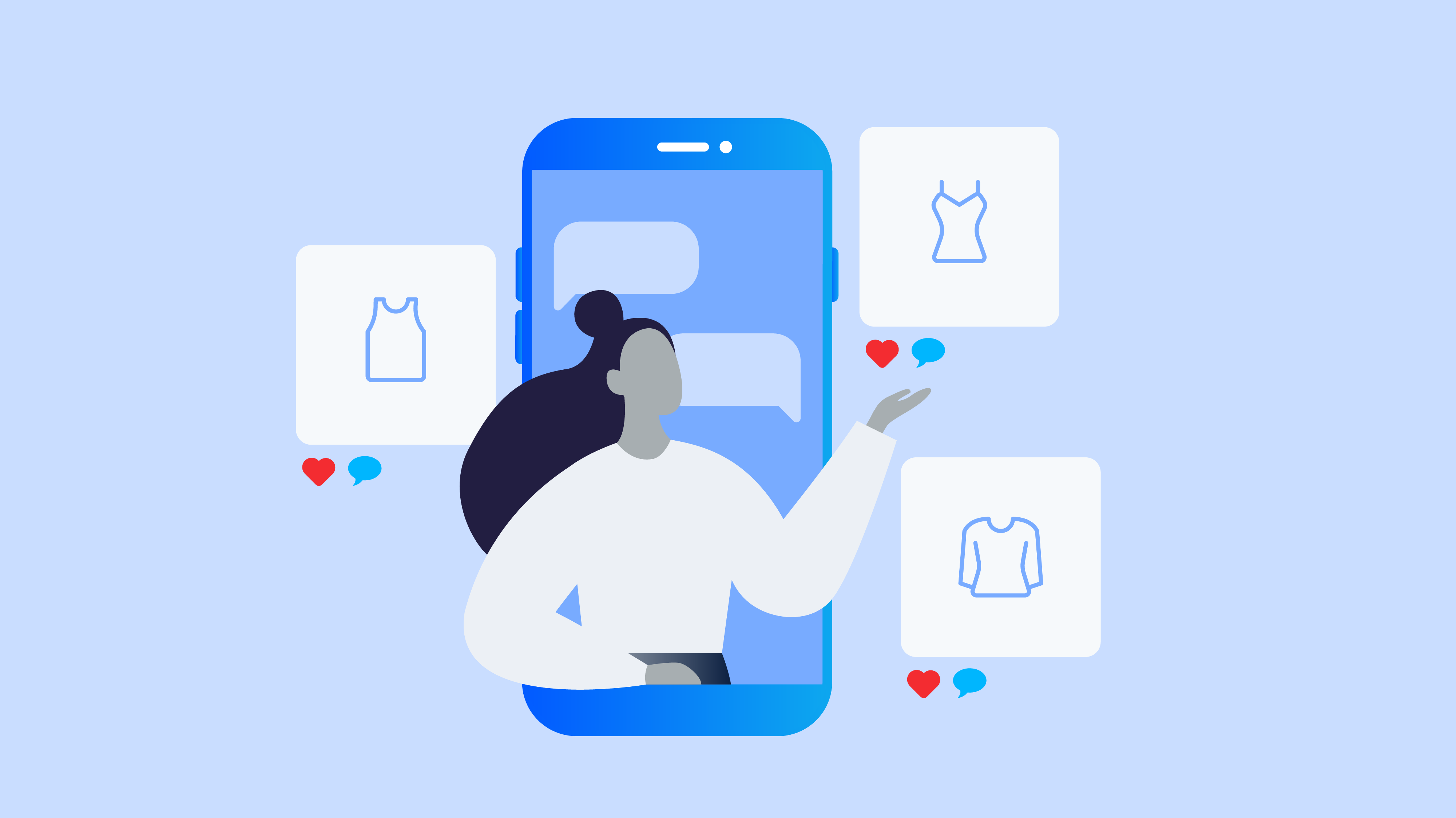 Illustration of a business owner promoting her business with mobile ads. featured_image