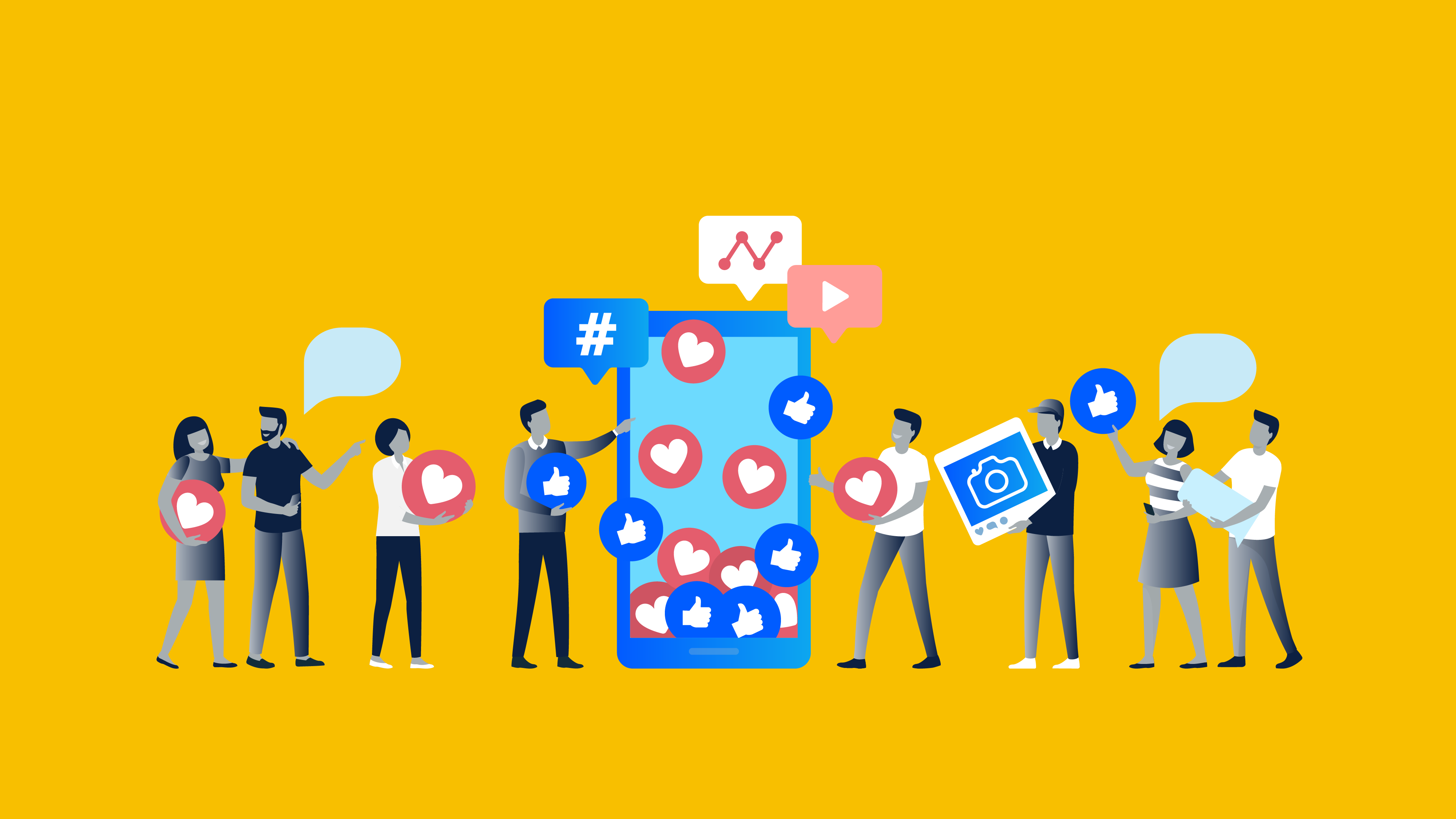 Illustration of people liking and commenting on social media. featured_image