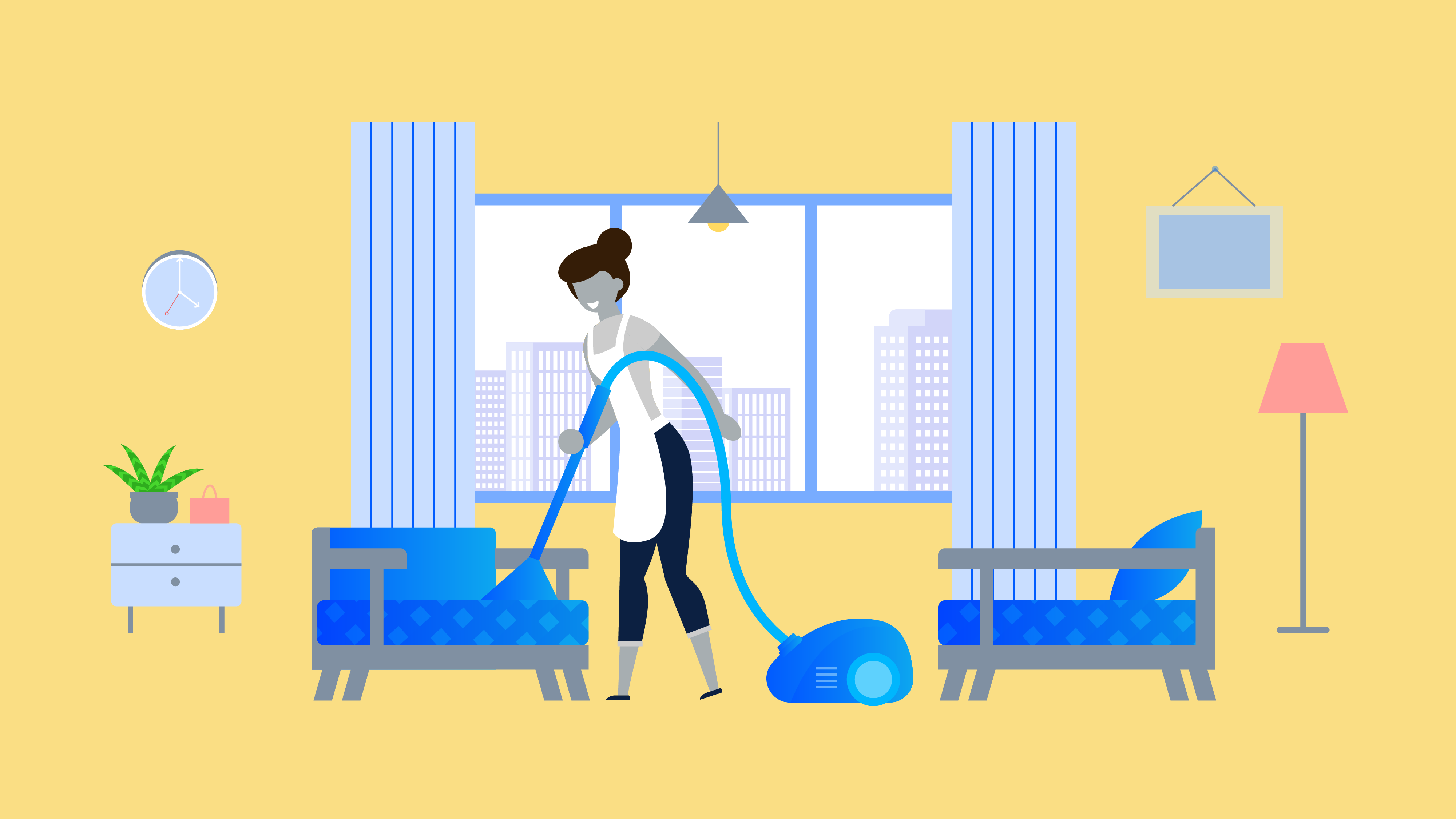 Illustration of a person cleaning a house in a uniform. featured_image