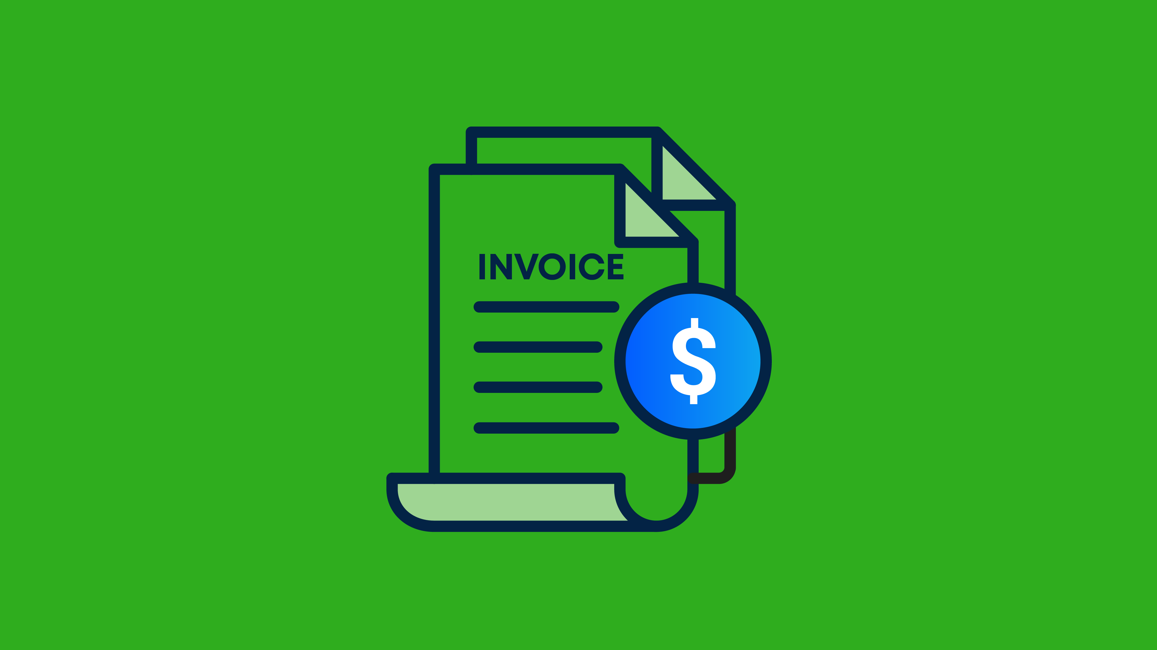 Illustration of an invoice with a dollar sign. 