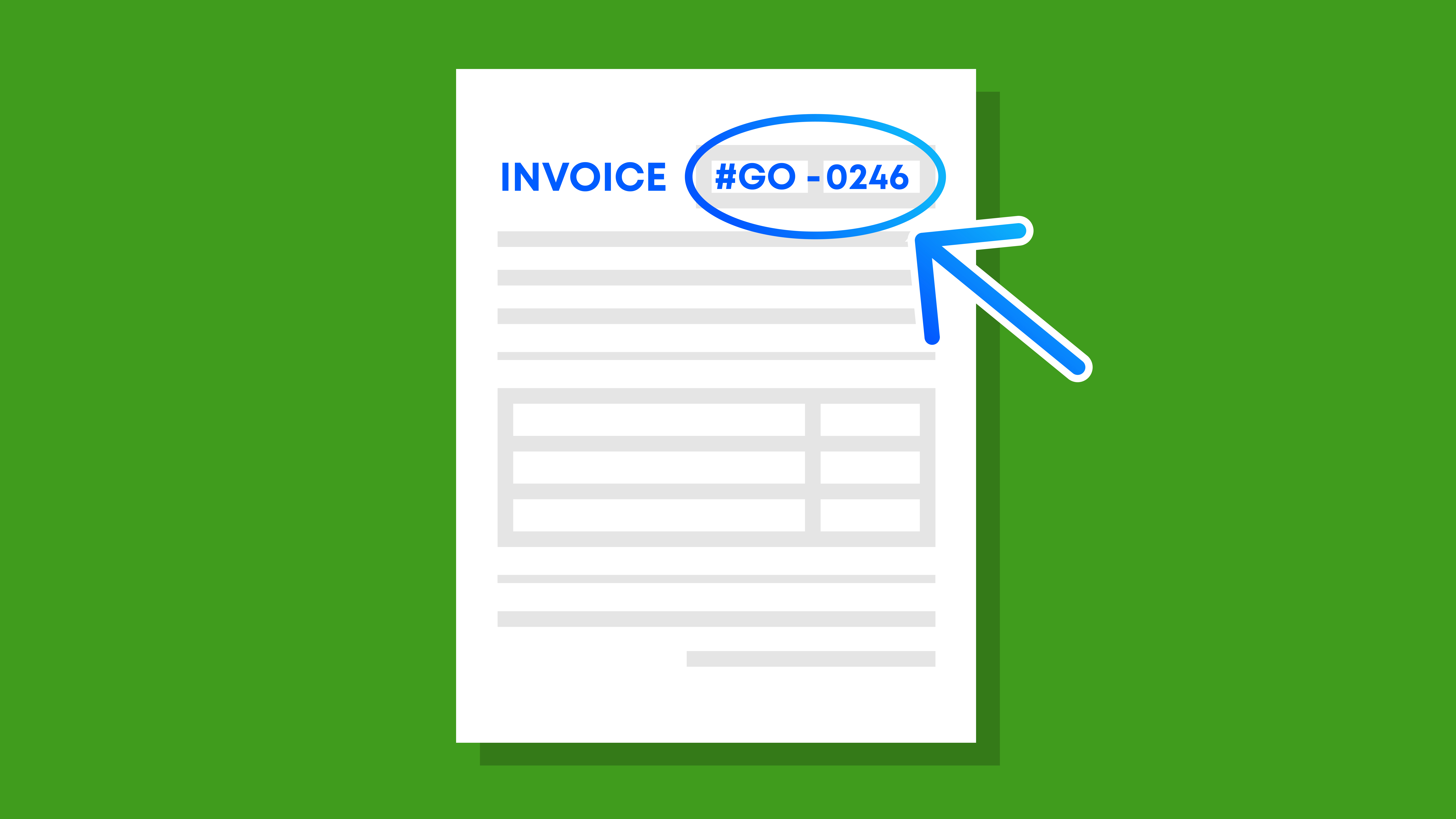 Illustration of an invoice template, where Invoice code is encircled. 