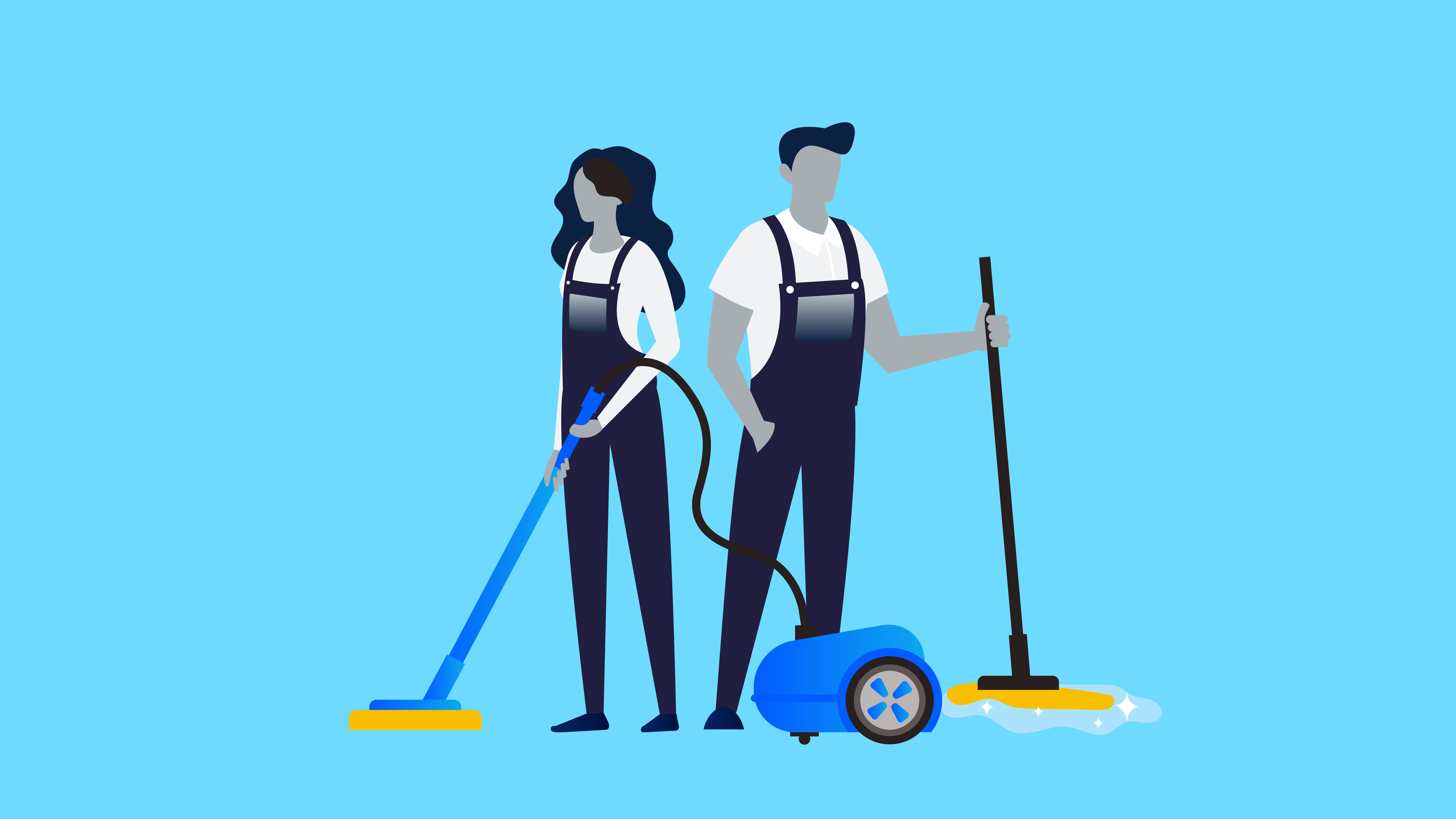Illustration of two business owners with cleaning supplies. featured_image