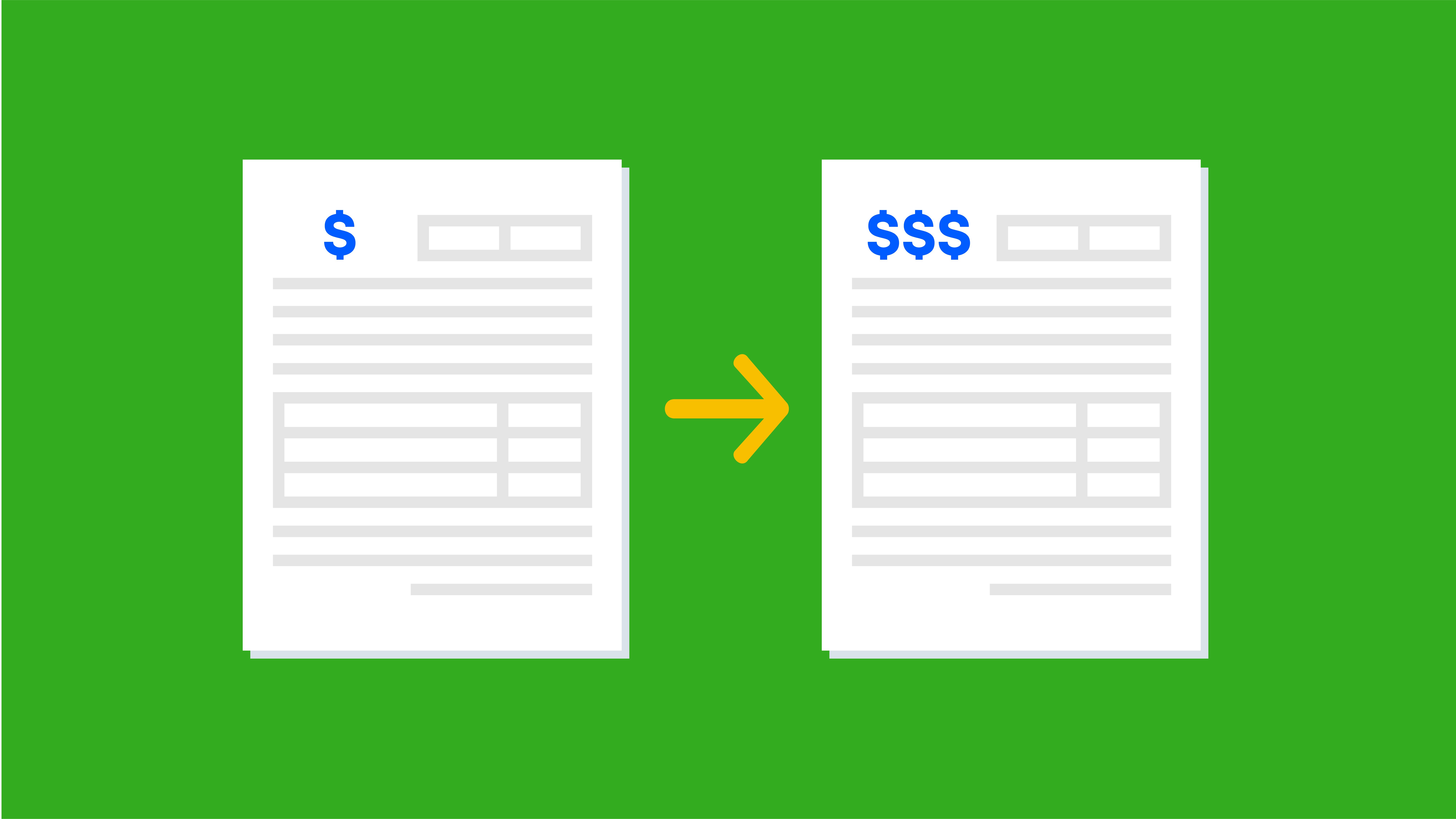 Illustration of two invoices with different dollar amounts.