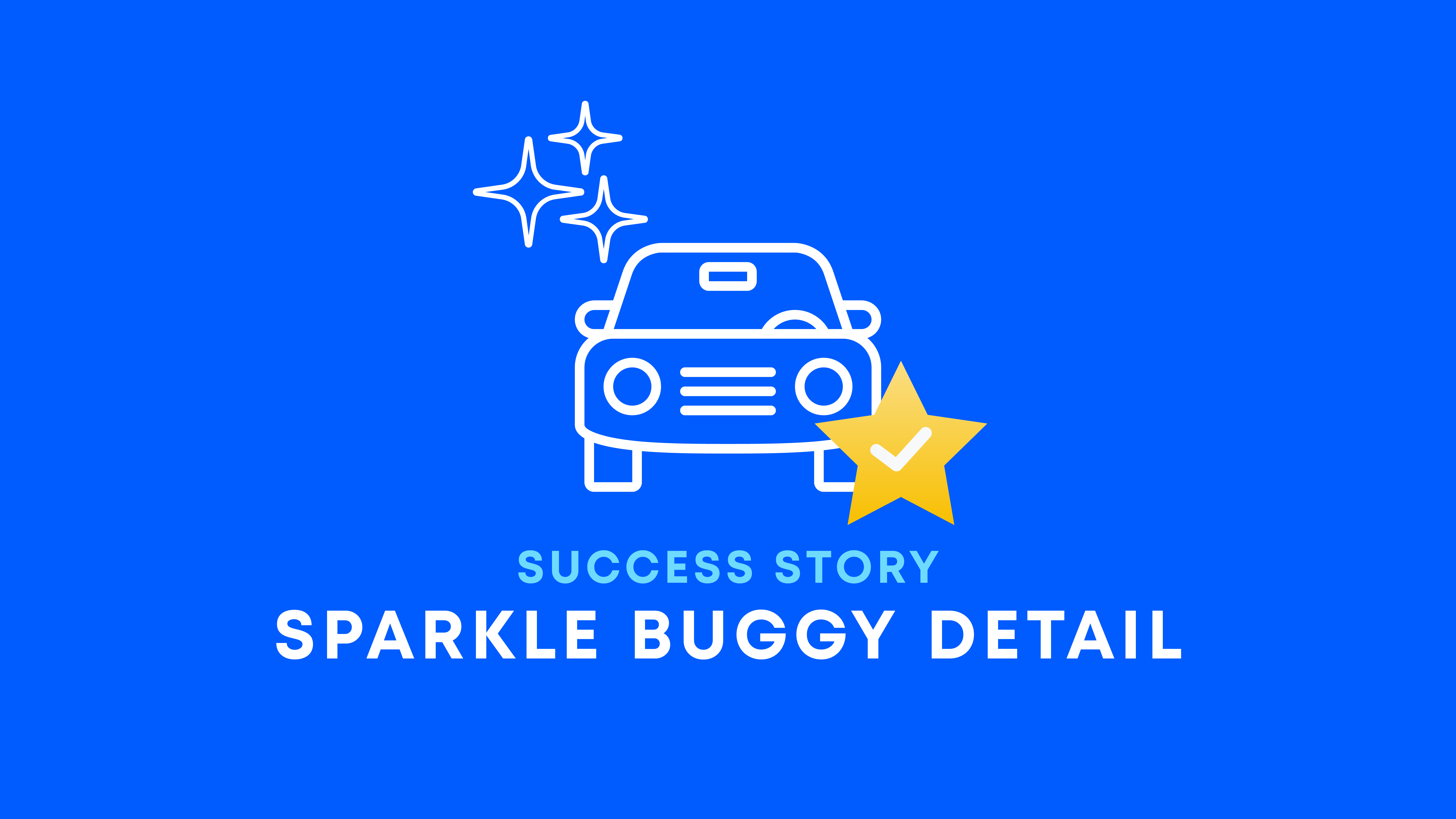 Illustration of a car with the words success story: sparkle buggy detail. 