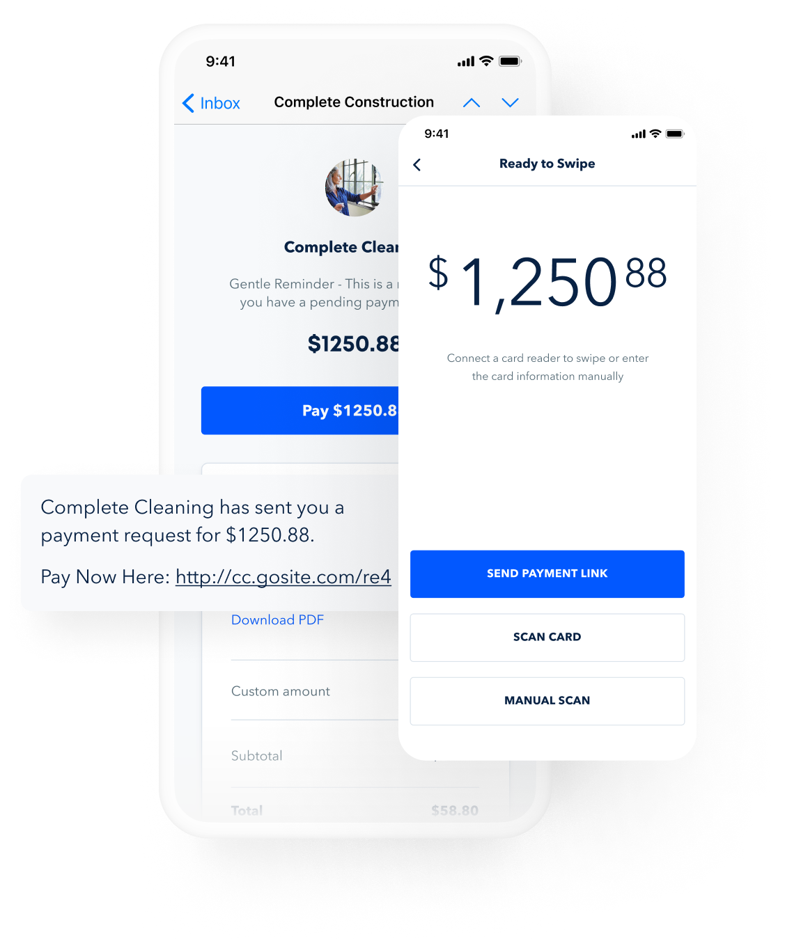 GoSite's payments tool