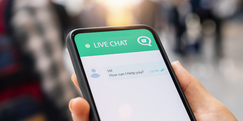 live chat screen on a cell phone