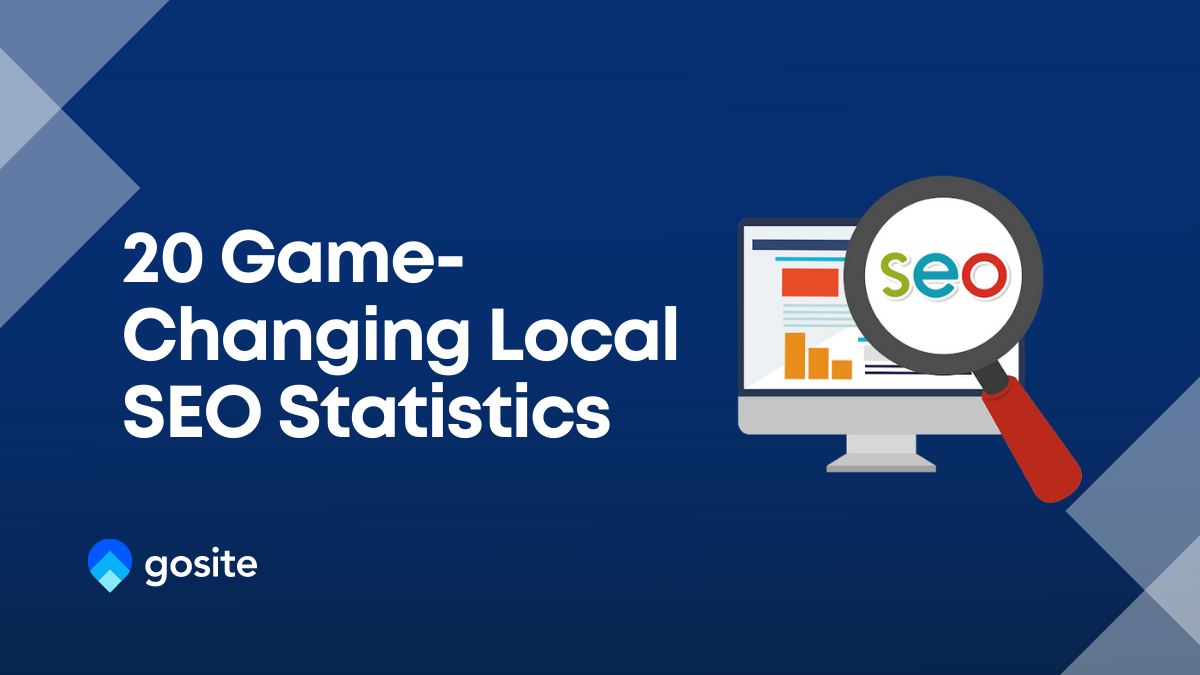 20 game-changing local seo statistics with blue background and an seo icon