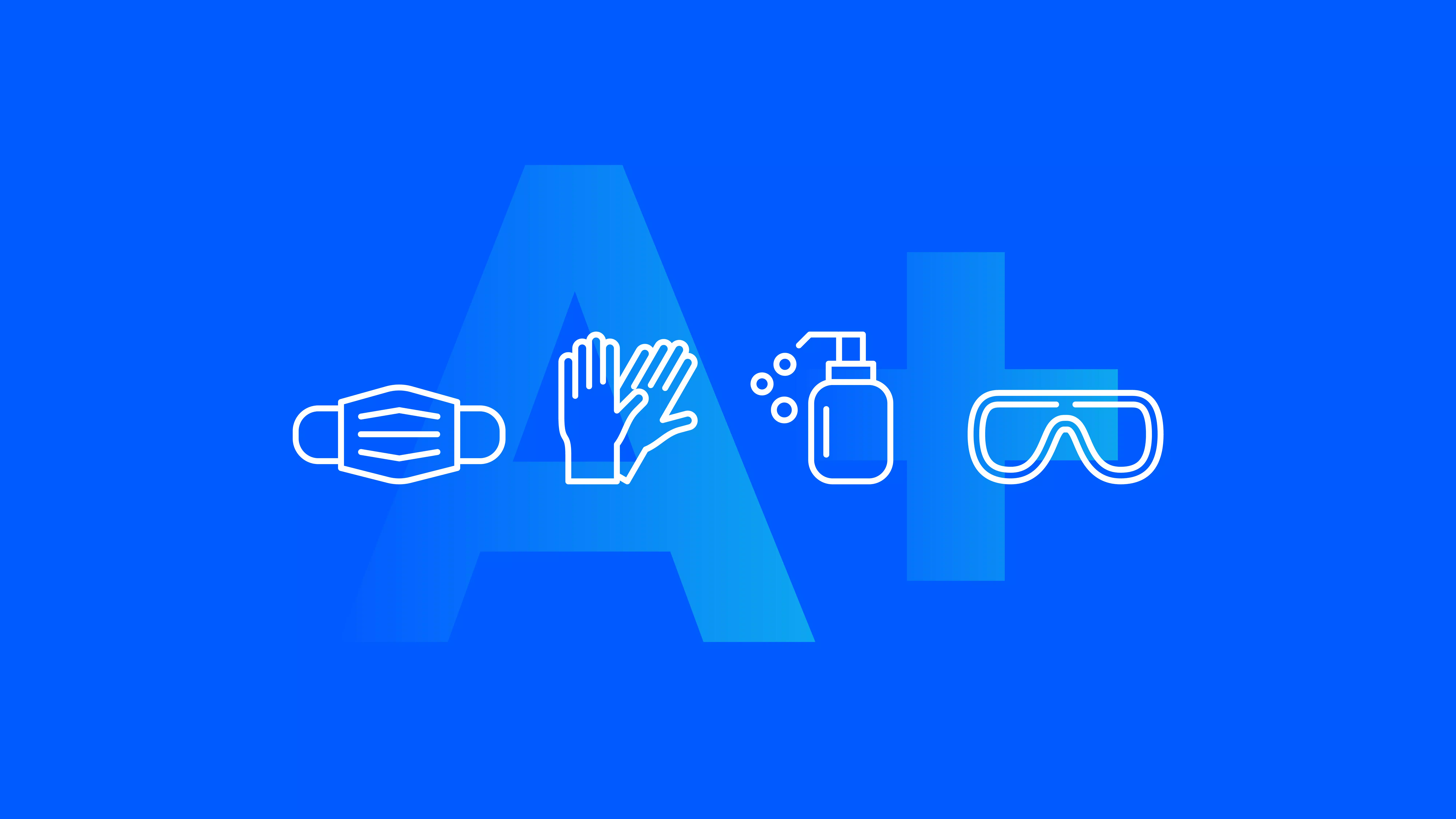 Illustration of mark, gloves, soap, and googles behind them is an A+ graphics. featured_image
