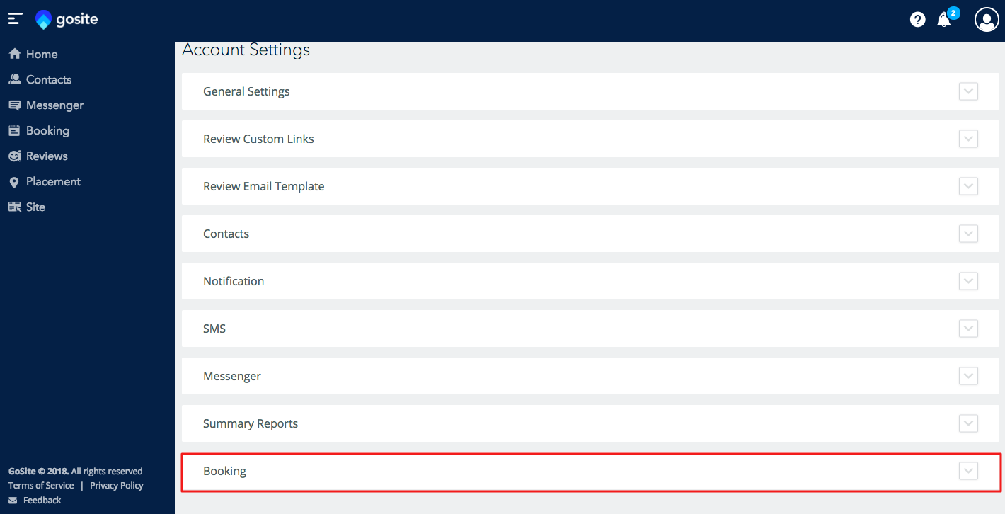 booking section